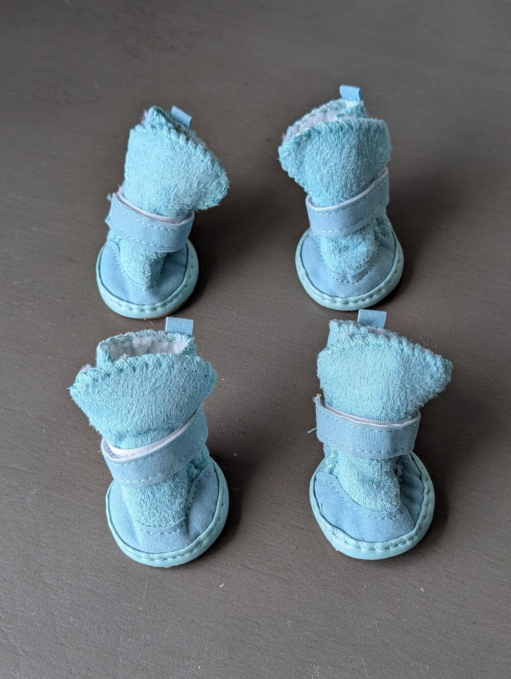 Aqua Blue Plush Pet Boots Paw For Small Dog Like Chihuahua, Yorkie & Others